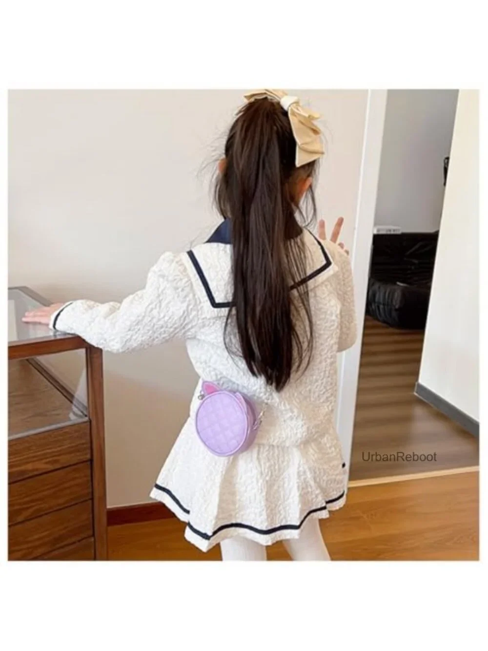 Girls Cat Crossbody Purse PU Leather Glitter Cat Ear Shoulder Bag Wallet Pouch